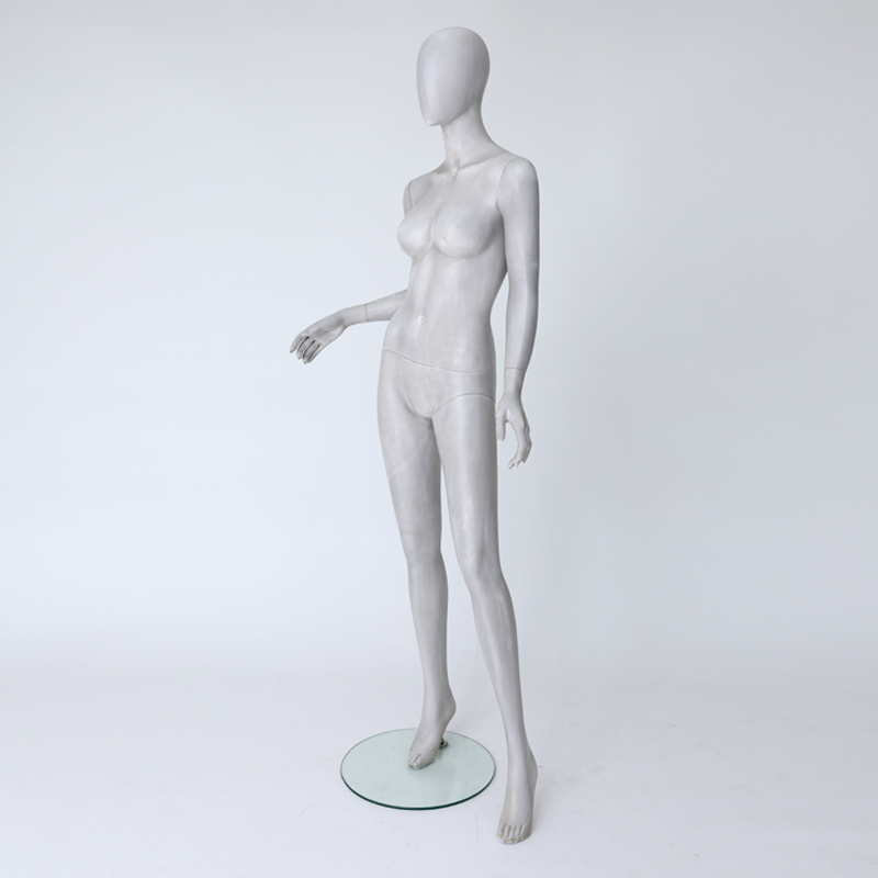 Female Mannequin w/ Base, Abstract Face, Fully Formed Hands,Matte Grey CA-F35